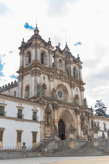 Alcobaça monastery, main facade, entry porch, in Portugal
