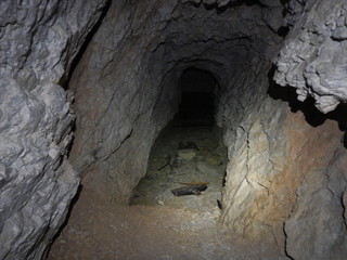old war tunel in sass di stria in dolomites