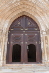 Fototapeta na wymiar Alcobaça monastery, main facade, entry porch, in Portugal