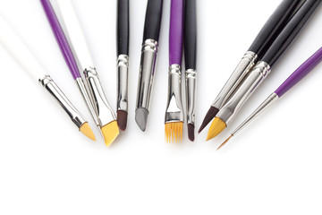 Set of professional manicure brushes