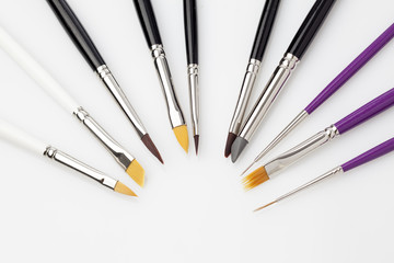 Set of professional manicure brushes