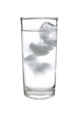 cold iced water in highball or long drink glass isolated on white