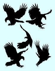 The eagle silhouette set. Good use for symbol, logo, web icon, mascot, sign, or any design you want.