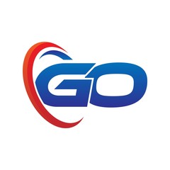 modern dynamic vector initial letters logo go with circle swoosh red blue