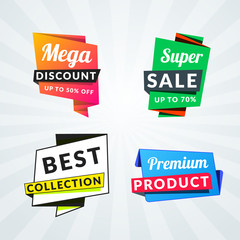 Set of sale banners and labels. Design elements for promotion. Vector illustration
