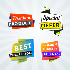 Set of sale banners and labels. Design elements for promotion. Vector illustration