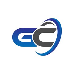 Obraz premium vector modern initial logo letters gc with circle swoosh blue gray