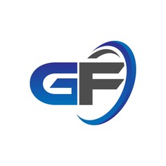 vector modern initial logo letters gf with circle swoosh blue gray