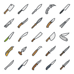 Knife Dagger Minimal Color Flat Line Outline Stroke Icon Pictogram Symbol