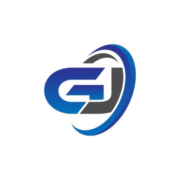 vector modern initial logo letters gj with circle swoosh blue gray