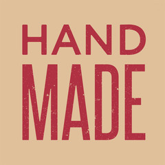 Handmade Red Vintage Lettering Stamp Badge Sign with Grunge Texture