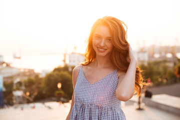 Close up picture of Beauty Young Ginger girl in dress