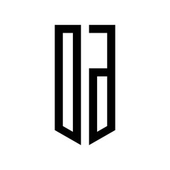 initial letters logo od black monogram pentagon shield shape