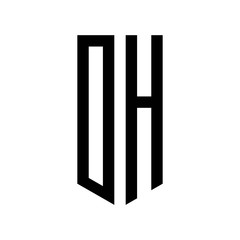 initial letters logo oh black monogram pentagon shield shape