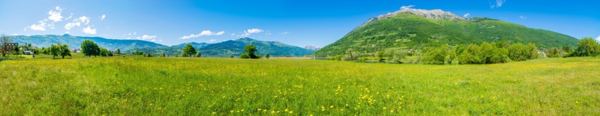 Unusual lake Plav among the picturesque mountain peaks of Montenegro.