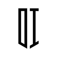 initial letters logo oi black monogram pentagon shield shape
