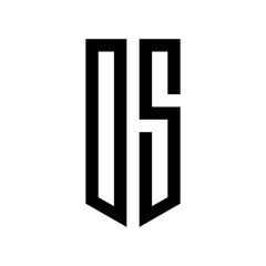 initial letters logo os black monogram pentagon shield shape