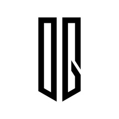 initial letters logo oq black monogram pentagon shield shape