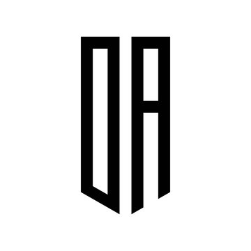 initial letters logo oa black monogram pentagon shield shape