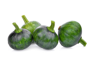 young green pumpkin isolated on white background