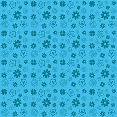 Blue flower seamless pattern on blue background