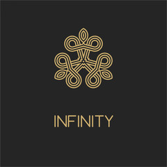 Vintage luxury emblem and logo. Abstract fashion ethnic print. Calligraphic flourishes. Black and gold vector ornament. Business sign