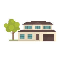 Cottage and assorted real estate building icon. Residential house in cartoon style.
