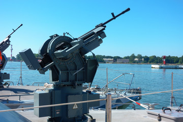 Machine gun on a warship