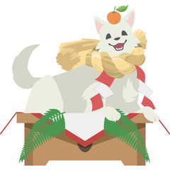 鏡餅風の伏せをしたわんこ