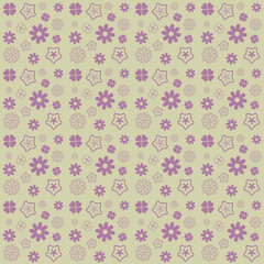 Fototapeta na wymiar Pink flower seamless pattern on yellow background