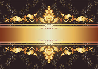 Ornate decorated with golden ornament background with pattern in vintage Victorian style