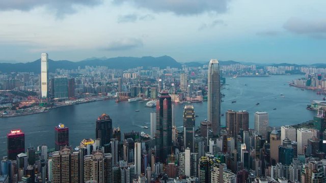 Timelapse of Hong Kong Finance Centre and Victoria Harbour