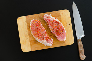 Pork loin on cutting board