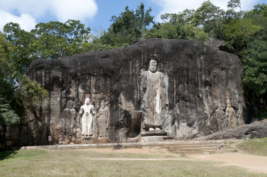 Buduruwagala buddhas in Sri Lanka