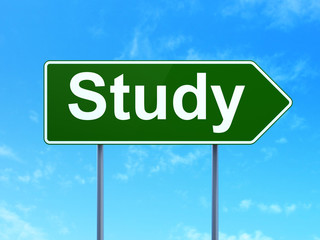 Education concept: Study on road sign background