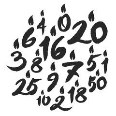 Calligraphy Birthday Candles Numbers