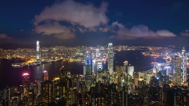 Timelapse of Hong Kong skyline at night