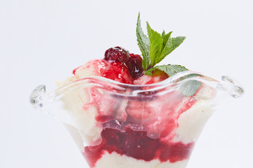 ice cream with berry jam