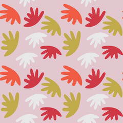 Modern abstract floral shapes pattern. Vector seamless background with hand drawn big abstract flowers.