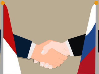 Deal Cooperation partnership Indonesia and Russia with the businessman handshake symbol vector illustration