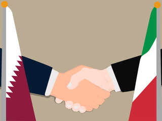 Deal Cooperation partnership Qatar and Italy with the businessman handshake symbol vector illustration