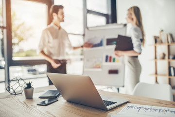 Couple working in office