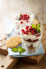Dessert with biscuits and cream