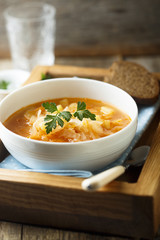 Sauerkraut soup with fresh parsley