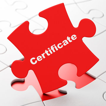Law concept: Certificate on puzzle background