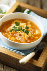Sauerkraut soup with fresh parsley