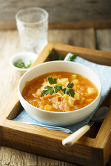 Sauerkraut soup with fresh parsley