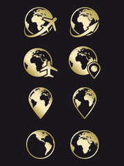 Earth, travel and navigation icons