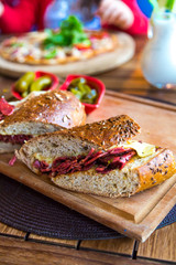 Tasty Fresh Sandwich with Grilled Salami
