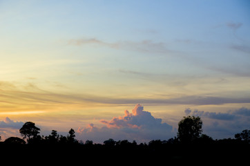 Clouds with light of sunset